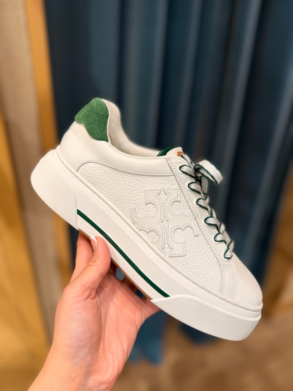 Tory Burch Color Block Platform Sneakers Snow White / True $300